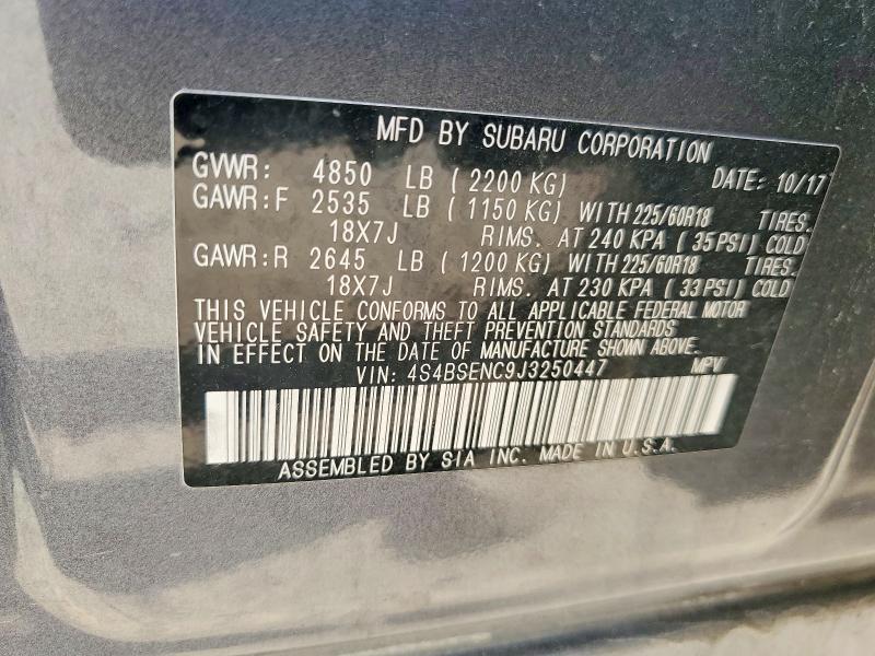 Aukcja sprzedaży 2018 Subaru Outback, vin: 4S4BSENC9J3250447, numer aukcji: 65589096