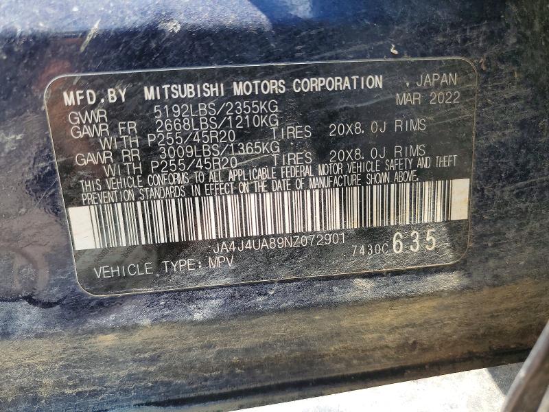 Aukcja sprzedaży 2022 Mitsubishi Outlander, vin: JA4J4UA89NZ072901, numer aukcji: 63804736