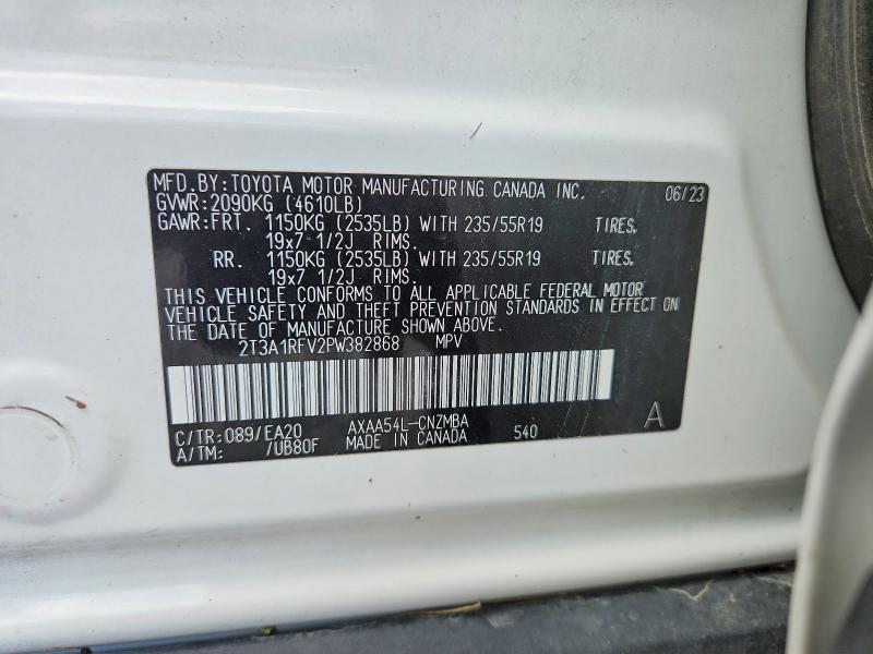2023 Toyota Rav4 მანქანა იყიდება აუქციონზე, vin: 2T3A1RFV2PW382868, აუქციონის ნომერი: 66243656