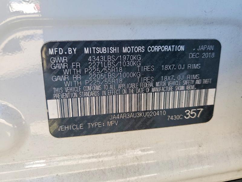 Продажа на аукционе авто 2019 Mitsubishi Outlander Sport, vin: JA4AR3AU3KU020410, номер лота: 64274826