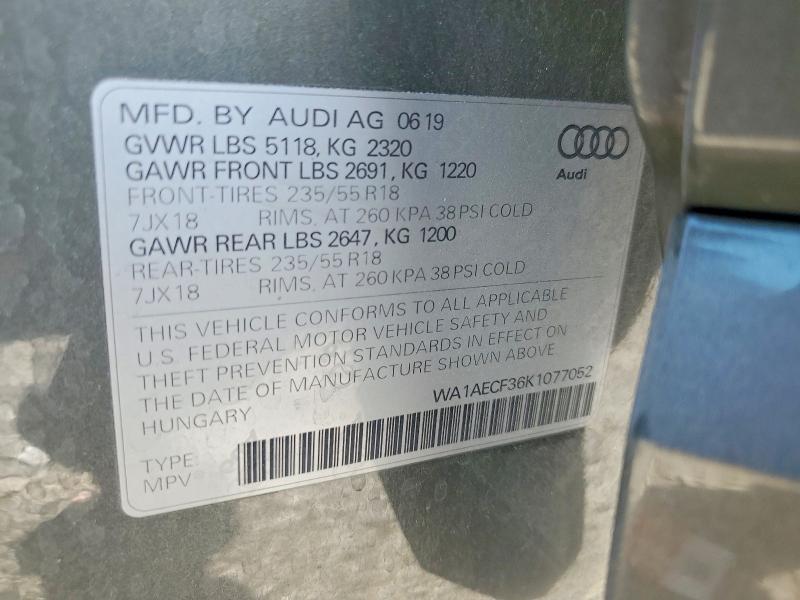 63746976 :رقم المزاد ، WA1AECF36K1077052 vin ، 2019 Audi Q3 مزاد بيع