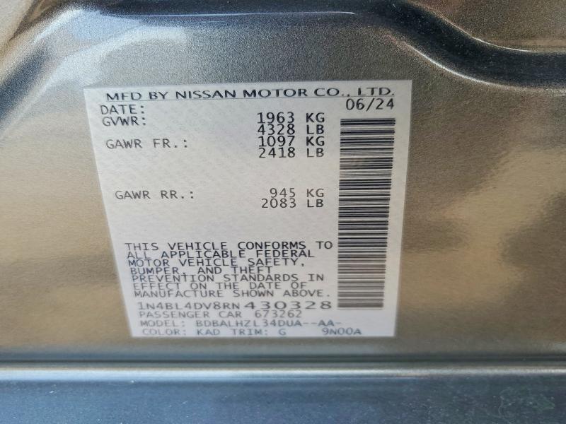 Продаж на аукціоні авто 2024 Nissan Altima, vin: 1N4BL4DV8RN430328, номер лоту: 64489596