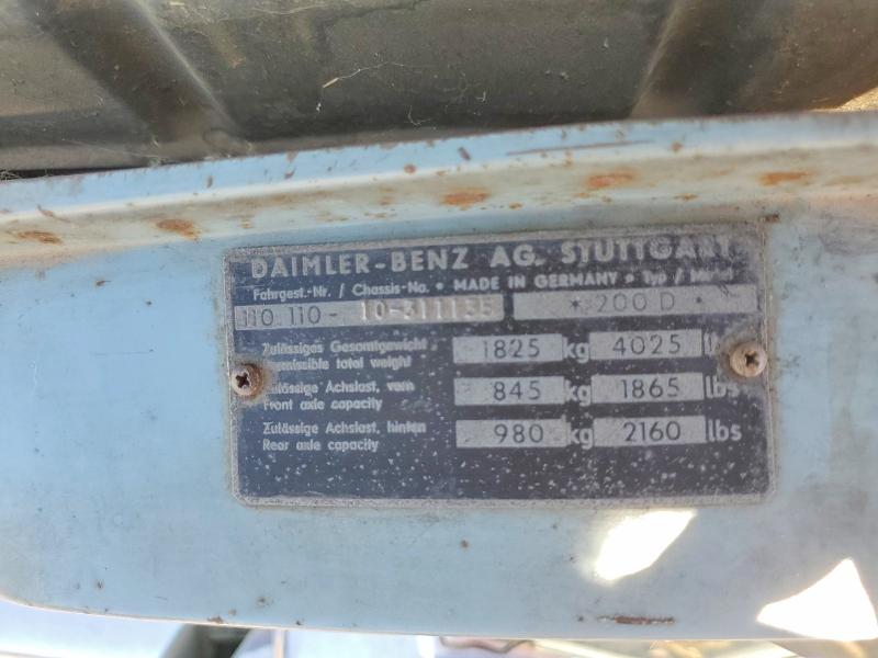 Aukcja sprzedaży 1967 Mercedes-benz B200, vin: 11011010311135, numer aukcji: 65054536