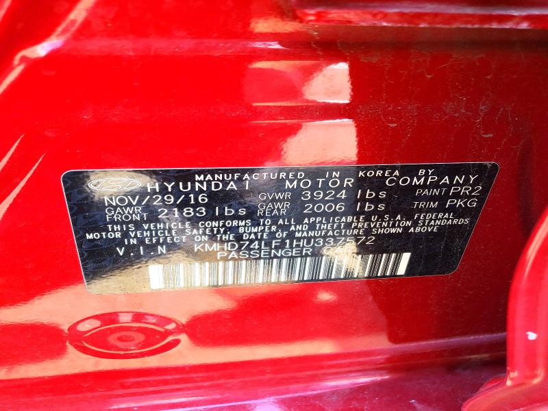 Aukcja sprzedaży 2017 Hyundai Elantra, vin: KMHD74LF1HU337572, numer aukcji: 60556606