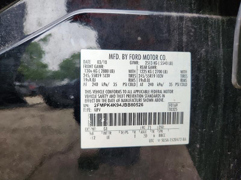 Продажа на аукционе авто 2018 Ford Edge, vin: 2FMPK4K94JBB80526, номер лота: 65153276