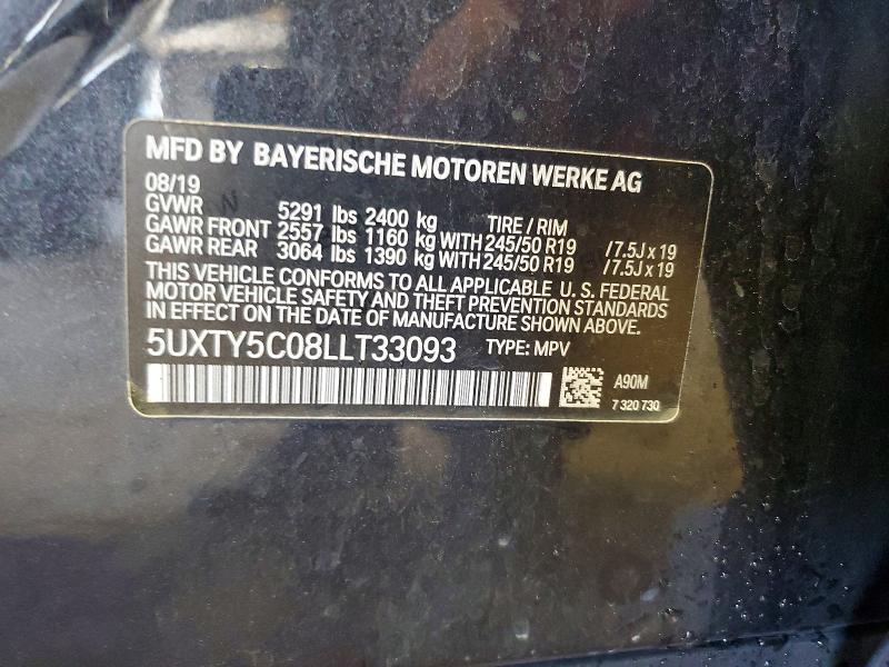 2020 Bmw X3 მანქანა იყიდება აუქციონზე, vin: 5UXTY5C08LLT33093, აუქციონის ნომერი: 64644456