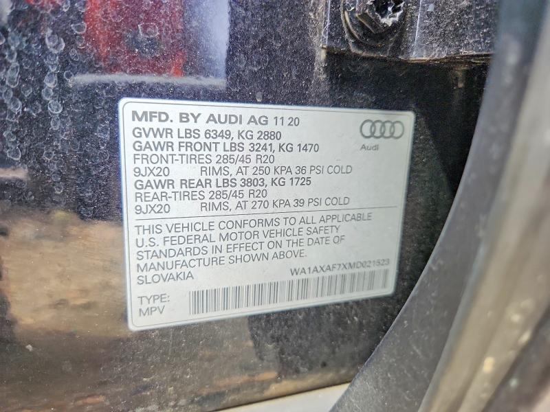 Aukcja sprzedaży 2021 Audi Q7, vin: WA1AXAF7XMD021523, numer aukcji: 65406476