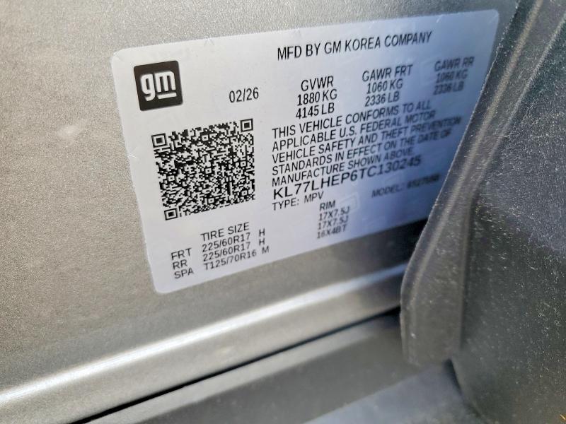 Aukcja sprzedaży 2026 Chevrolet Trax, vin: KL77LHEP6TC130245, numer aukcji: 65454846