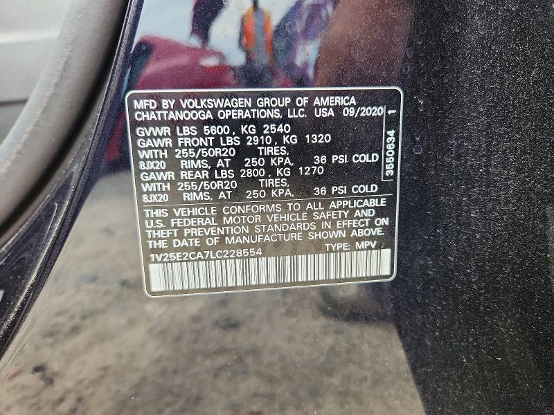 Aukcja sprzedaży 2020 Volkswagen Atlas Cross Sport, vin: 1V25E2CA7LC228554, numer aukcji: 67154766