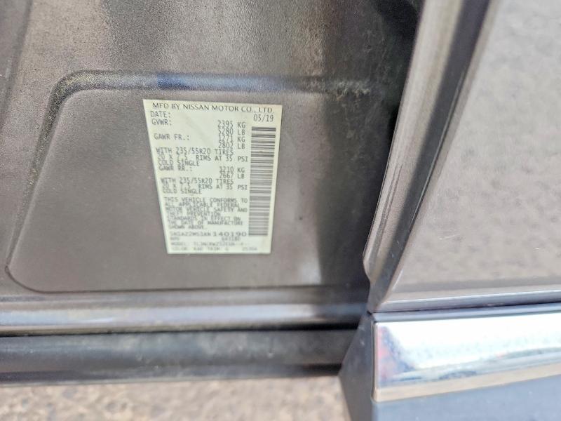 2019 Nissan Murano მანქანა იყიდება აუქციონზე, vin: 5N1AZ2MS1KN140190, აუქციონის ნომერი: 67139306