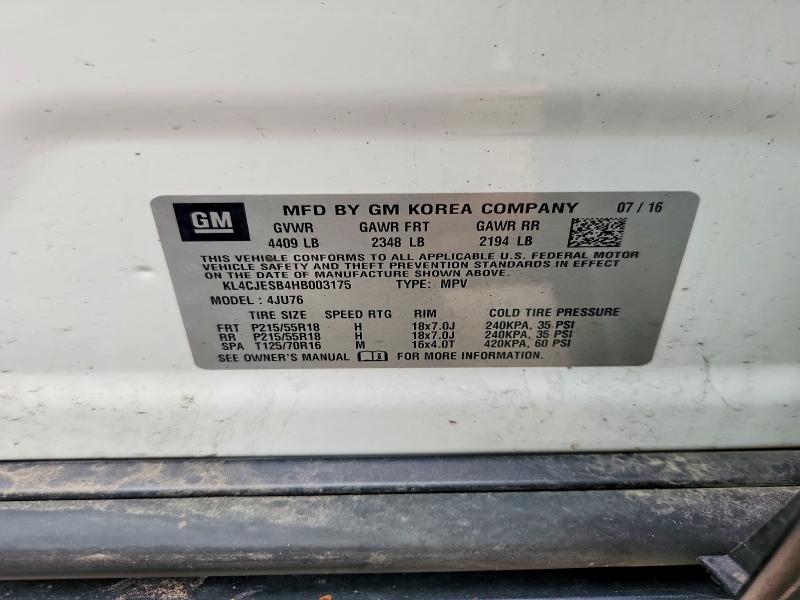 Продаж на аукціоні авто 2017 Buick Encore, vin: KL4CJESB4HB003175, номер лоту: 64628266