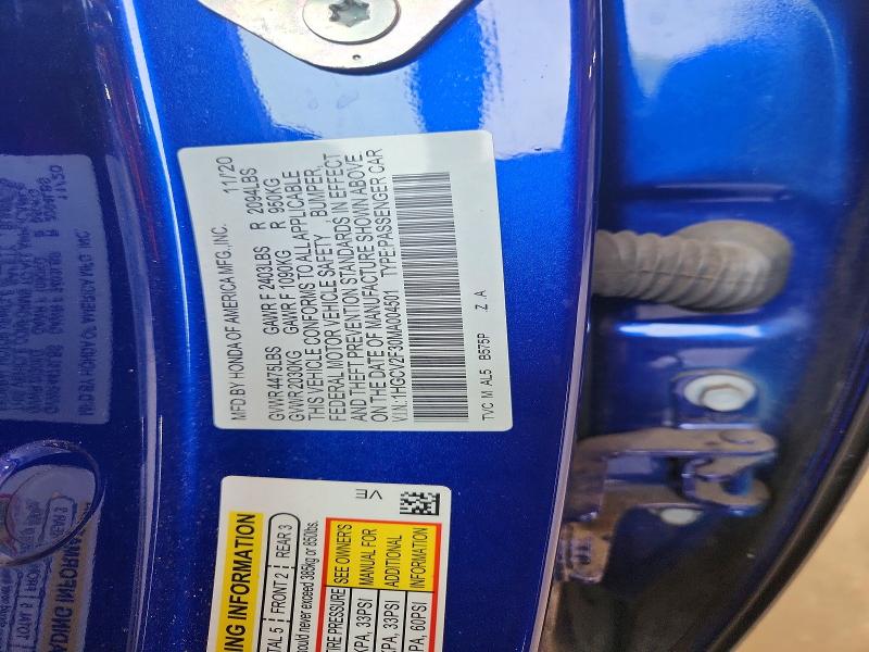 Auction sale of the 2021 Honda Accord, vin: 1HGCV2F30MA004501, lot number: 64596066