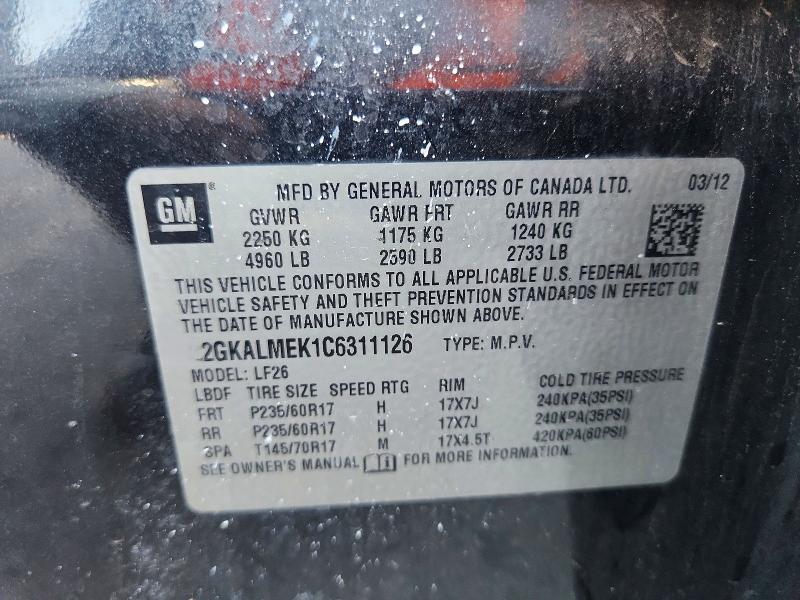 Продажа на аукционе авто 2012 Gmc Terrain, vin: 2GKALMEK1C6311126, номер лота: 66783856