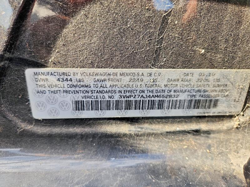 62306186 :رقم المزاد ، 3VWPZ7AJ4AM652832 vin ، 2010 Volkswagen Jetta مزاد بيع
