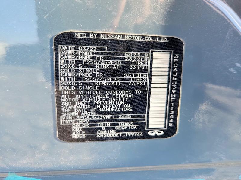 65953406 :رقم المزاد ، 3PCAJ5J39NF113445 vin ، 2022 Infiniti Qx55 مزاد بيع