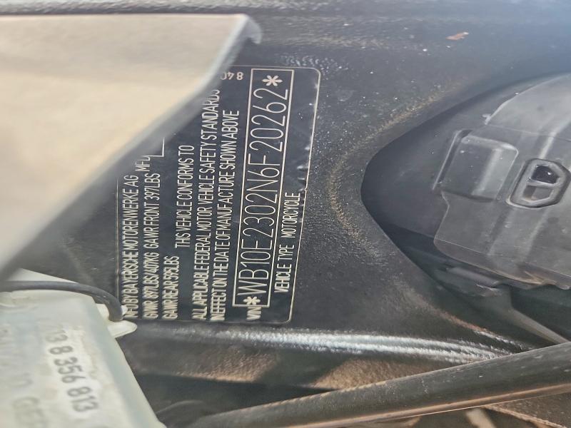 64606066 :رقم المزاد ، WB10E2302N6F20262 vin ، 2022 Bmw S 1000 مزاد بيع