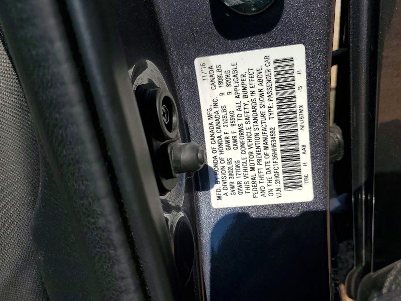 65860676 :رقم المزاد ، 2HGFC1F36HH634592 vin ، 2017 Honda Civic مزاد بيع