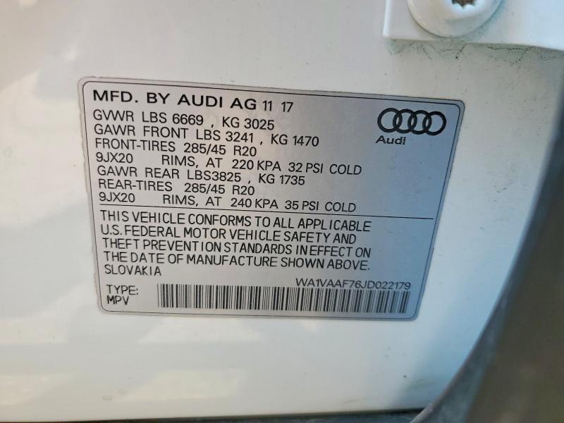 2018 Audi Q7 მანქანა იყიდება აუქციონზე, vin: WA1VAAF76JD022179, აუქციონის ნომერი: 63690016