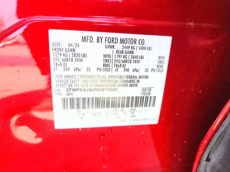 2024 Ford Edge მანქანა იყიდება აუქციონზე, vin: 2FMPK4J98RBB17698, აუქციონის ნომერი: 67083956