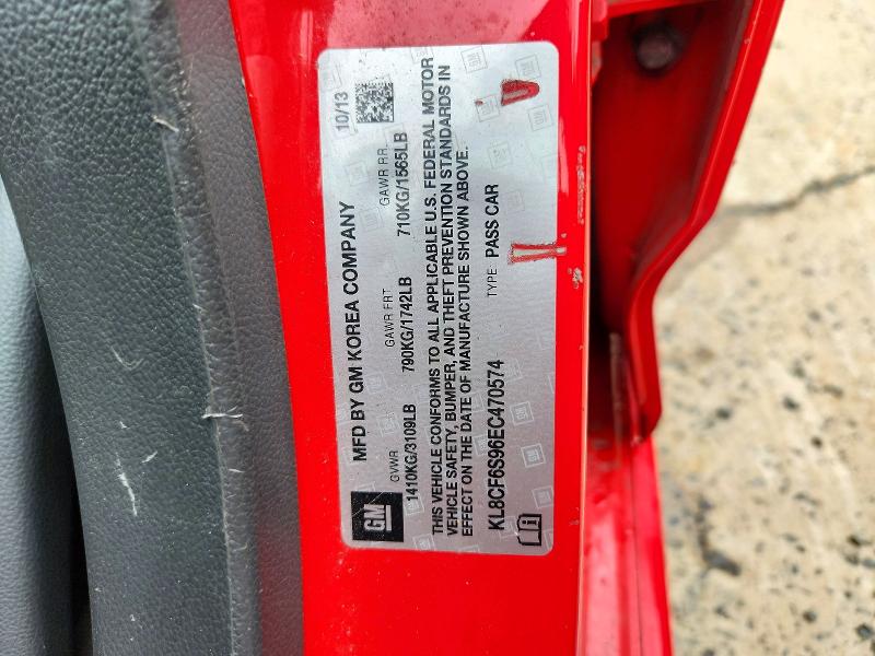 Продаж на аукціоні авто 2014 Chevrolet Spark, vin: KL8CF6S96EC470574, номер лоту: 65211716