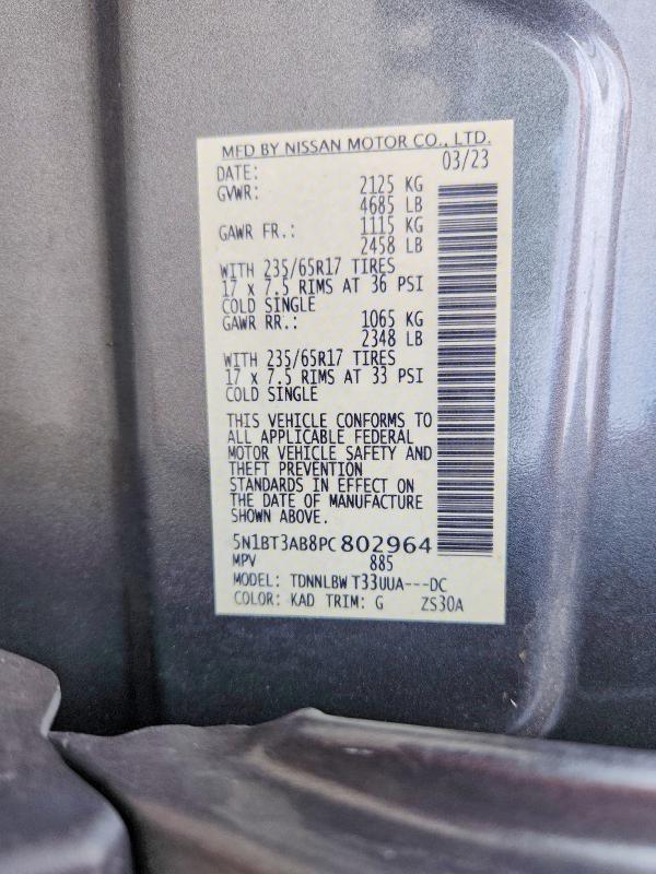 Aukcja sprzedaży 2023 Nissan Rogue, vin: 5N1BT3AB8PC802964, numer aukcji: 63564076