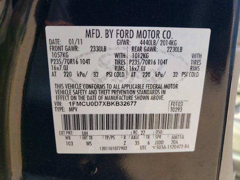 Aukcja sprzedaży 2011 Ford Escape, vin: 1FMCU0D7XBKB32677, numer aukcji: 64549316
