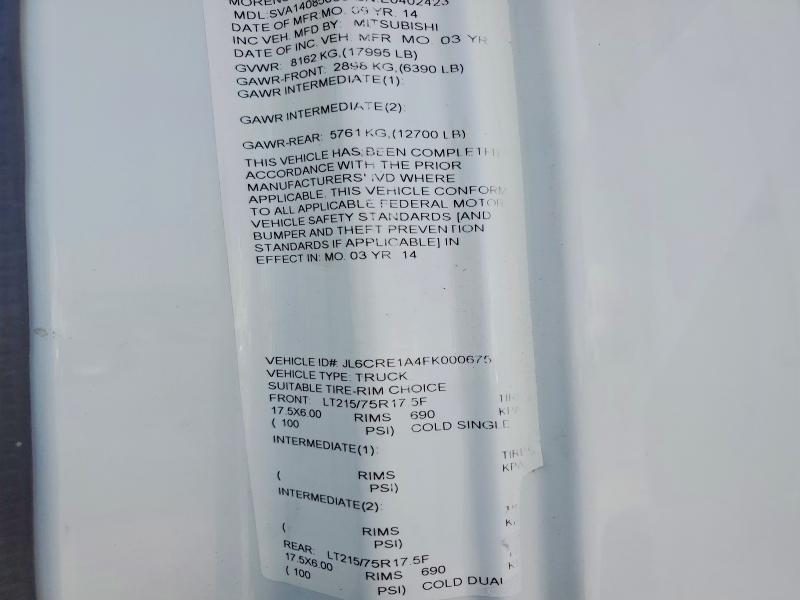Aukcja sprzedaży 2015 Mitsubishi Fec92s, vin: JL6CRE1A4FK000675, numer aukcji: 67308556