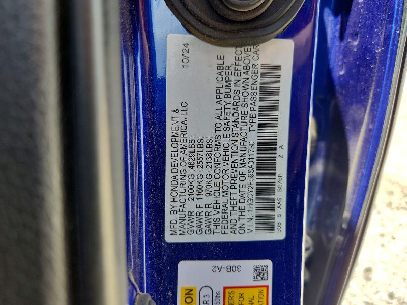 2025 Honda Accord მანქანა იყიდება აუქციონზე, vin: 1HGCY2F59SA011730, აუქციონის ნომერი: 67326596