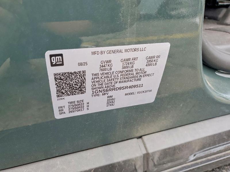 Продажа на аукционе авто 2025 Chevrolet Tahoe, vin: 1GNS6RRD9SR409511, номер лота: 64807986