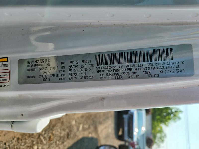 64391576 :رقم المزاد ، 1C6HJTAG4LL170420 vin ، 2020 Jeep Gladiator مزاد بيع