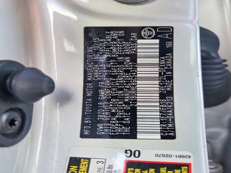66091106 :رقم المزاد ، 2T1BURHE8GC543727 vin ، 2016 Toyota Corolla مزاد بيع