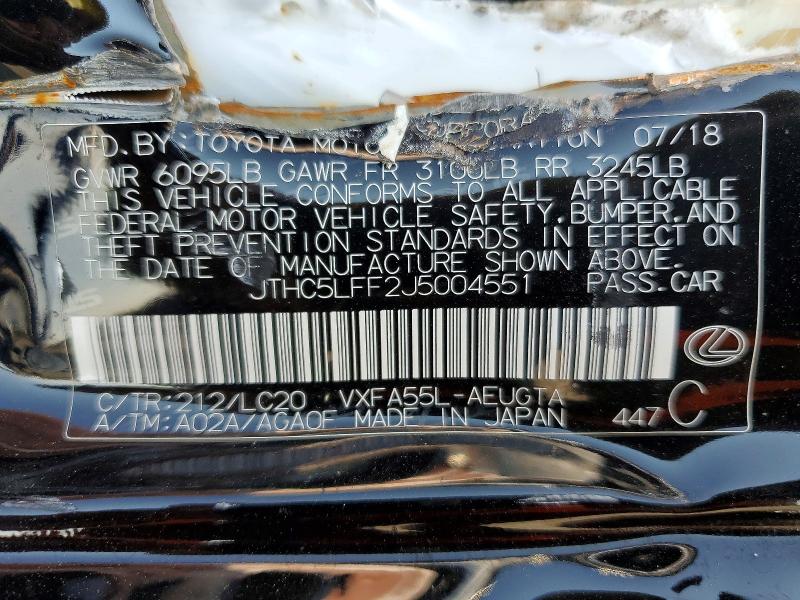 Продаж на аукціоні авто 2018 Lexus Ls, vin: JTHC5LFF2J5004551, номер лоту: 64188936