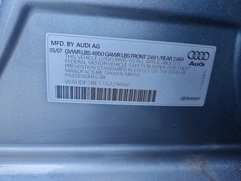 Продажа на аукционе авто 2007 Audi A4, vin: WAUDF78E17A229460, номер лота: 64778086