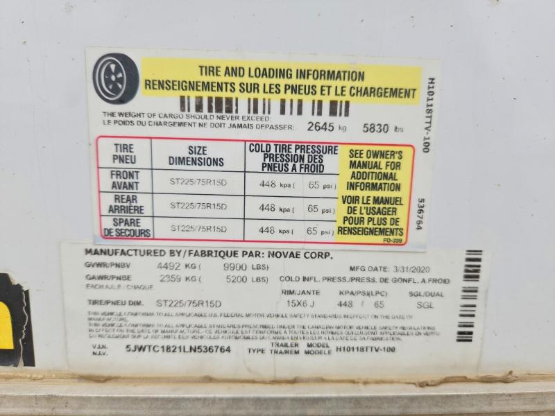 2020 H & H Utility მანქანა იყიდება აუქციონზე, vin: 5JWTC1821LN536764, აუქციონის ნომერი: 66042396
