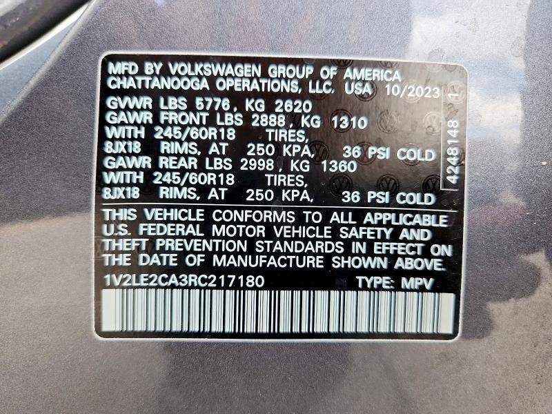 Продаж на аукціоні авто 2024 Volkswagen Atlas Cross Sport, vin: 1V2LE2CA3RC217180, номер лоту: 63389976