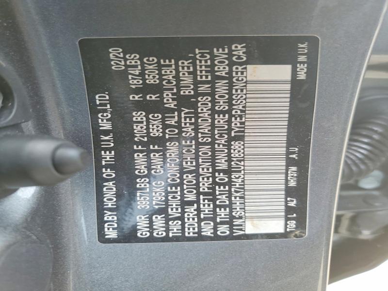 Auction sale of the 2020 Honda Civic, vin: SHHFK7H43LU218586, lot number: 63472246