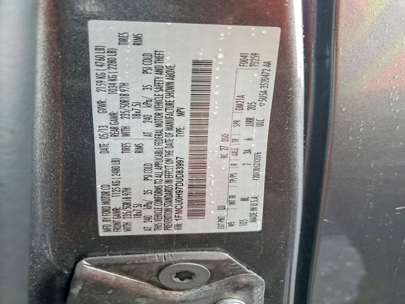 64437706 :رقم المزاد ، 1FMCU0H97DUD83997 vin ، 2013 Ford Escape مزاد بيع