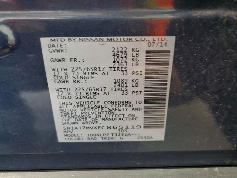 Aukcja sprzedaży 2014 Nissan Rogue, vin: 5N1AT2MVXEC865119, numer aukcji: 63284546