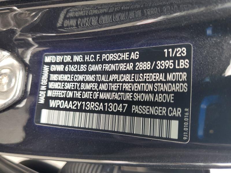 Продаж на аукціоні авто 2024 Porsche Taycan, vin: WP0AA2Y13RSA13047, номер лоту: 65208756