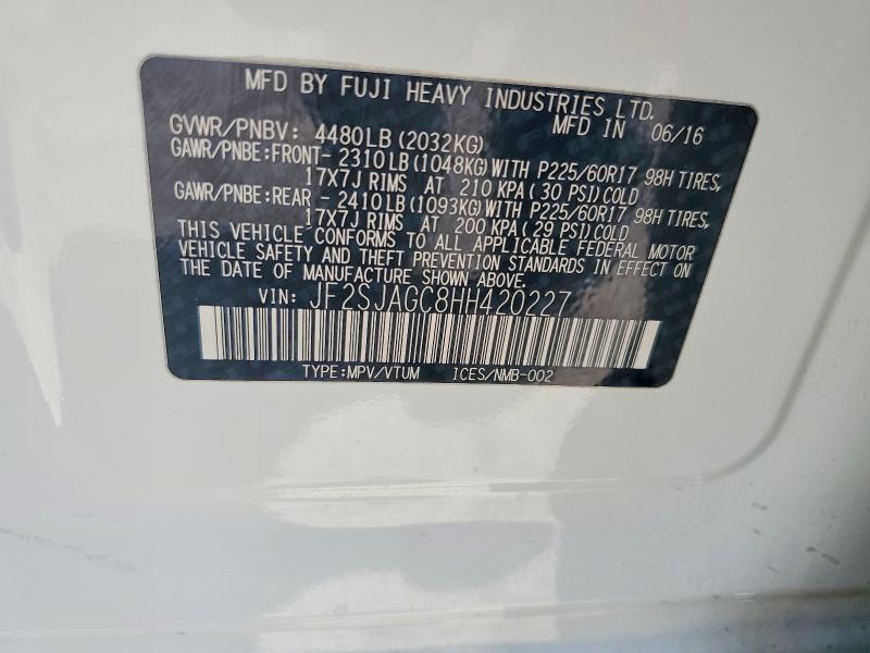 Продажа на аукционе авто 2017 Subaru Forester, vin: JF2SJAGC8HH420227, номер лота: 65880246