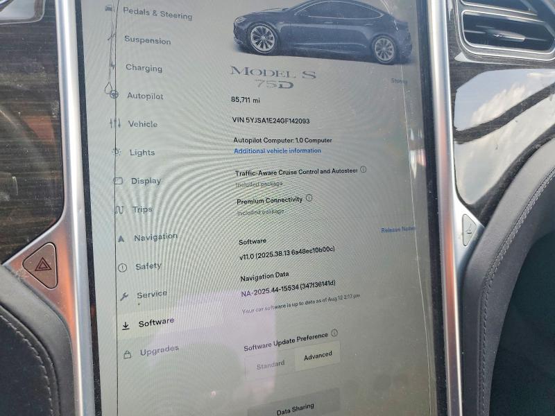 Продаж на аукціоні авто 2016 Tesla Model S, vin: 5YJSA1E24GF142093, номер лоту: 64554206