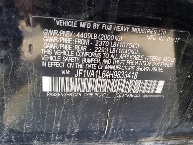 Aukcja sprzedaży 2017 Subaru Wrx, vin: JF1VA1L64H9833418, numer aukcji: 64504346