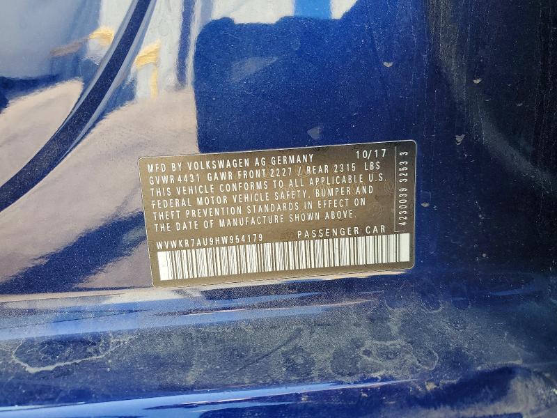 Продажа на аукционе авто 2017 Volkswagen E-golf, vin: WVWKR7AU9HW954179, номер лота: 66551146