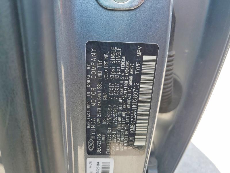 64918496 :رقم المزاد ، KM8K22AA1KU289712 vin ، 2019 Hyundai Kona مزاد بيع
