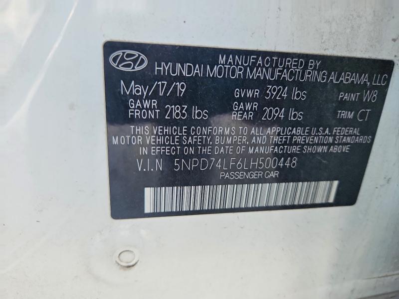 Продаж на аукціоні авто 2020 Hyundai Elantra, vin: 5NPD74LF6LH500448, номер лоту: 63389666