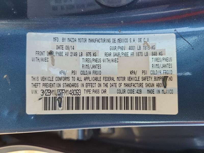 2015 Mazda 3 მანქანა იყიდება აუქციონზე, vin: 3MZBM1U77FM148093, აუქციონის ნომერი: 66528216