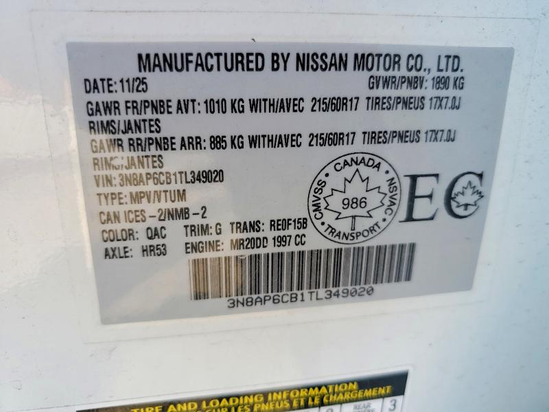 Aukcja sprzedaży 2026 Nissan Kicks, vin: 3N8AP6CB1TL349020, numer aukcji: 64920146