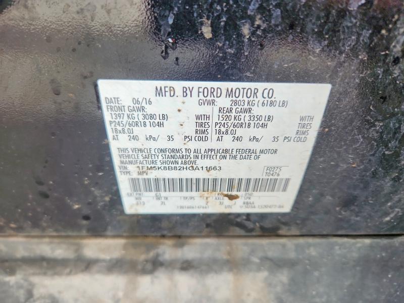 66650556 :رقم المزاد ، 1FM5K8B82HGA11663 vin ، 2017 Ford Explorer مزاد بيع