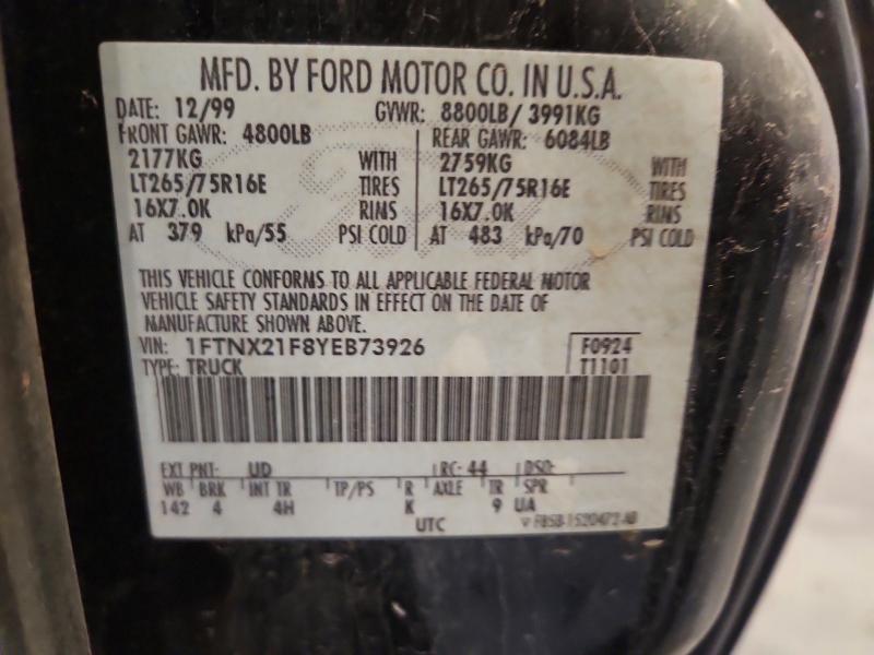 Aukcja sprzedaży 2000 Ford F250, vin: 1FTNX21F8YEB73926, numer aukcji: 66185076