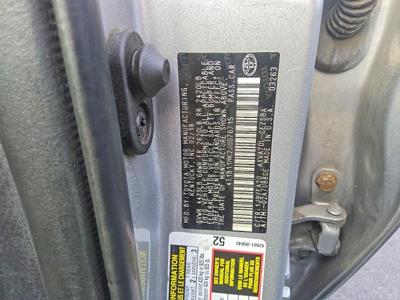Aukcja sprzedaży 2018 Toyota Camry, vin: 4T1B11HK2JU076715, numer aukcji: 66297976